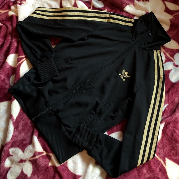 adidas Sweaters - Adidas gold and black zip up